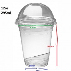 Plastic PET cups & Dome Lids Plain. 12oz (341ml) Plastic PET cups & Dome Lids Plain. 12oz (341ml)
