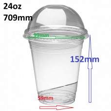 Plastic PET cups & Dome Lids Plain. 24oz (709ml)